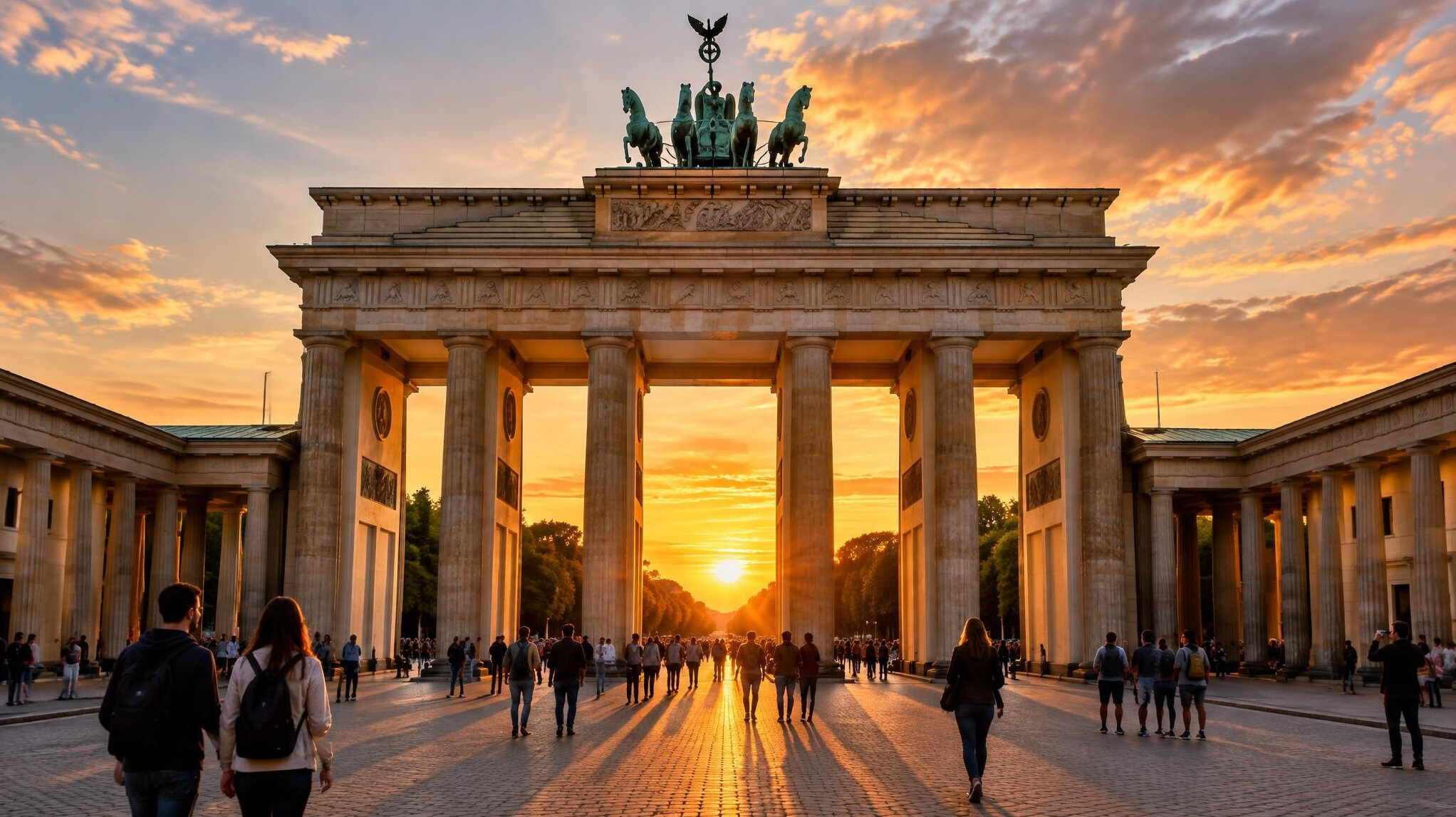 brandenburg gate at sunset